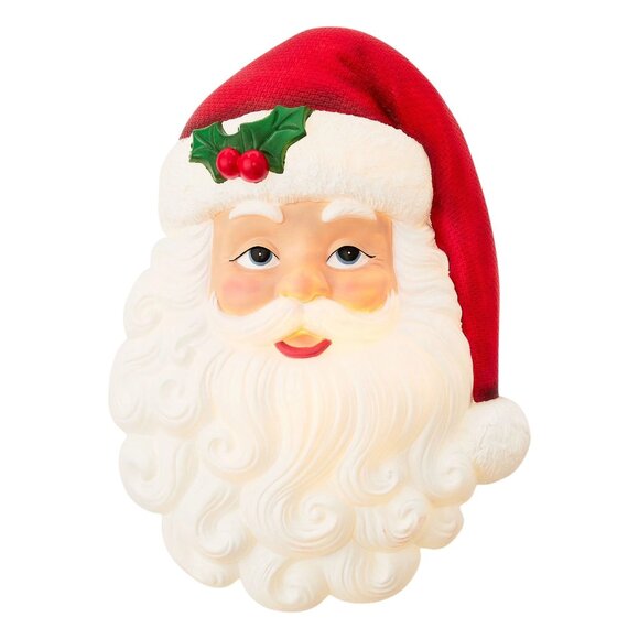 Santa Claus Face Blow Mold Lighted 16" Hanging Vintage Christmas Wall Decor NEW - Picture 3 of 6